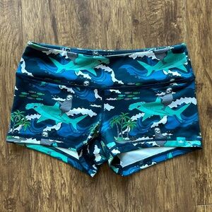 WodBottom Size Medium fitness shorts, sharks and sloths print
